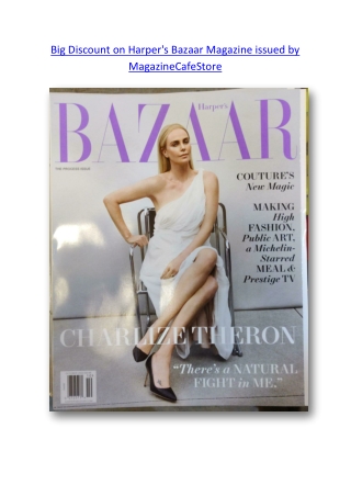 Big Discount on Harper's Bazaar Magazine issued by MagazineCafeStore