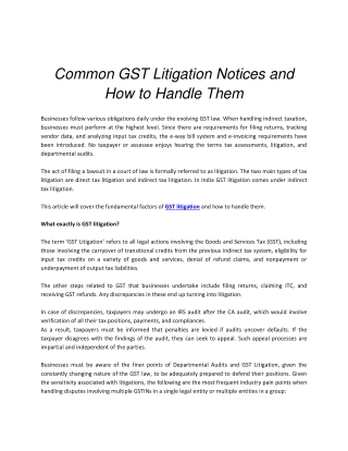 Common GST Litigation Notices and How to Handle Them