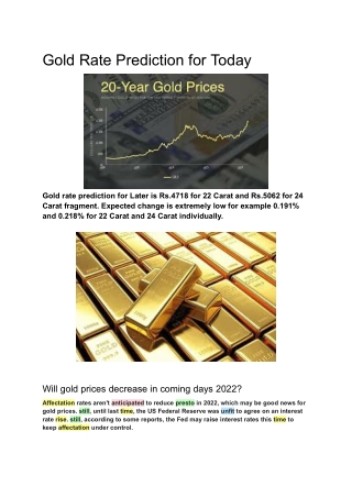 Gold Rate Prediction for Today