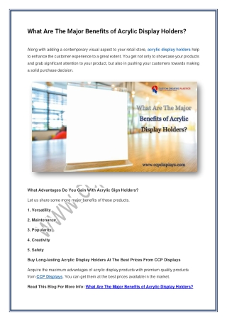 What Are The Major Benefits of Acrylic Display Holders