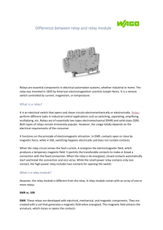 Relay Connection | Relay & Circuit Breaker | WAGO India