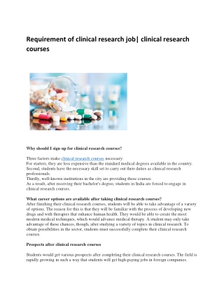 A necessity for a Clinical Research Job Clinical Research Courses pdf