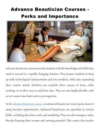 Advance Beautician Courses - Perks and Importance
