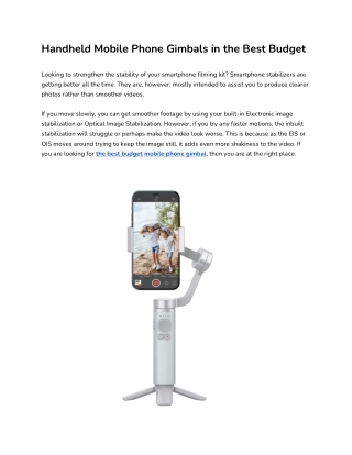 Handheld Mobile Phone Gimbals in the Best Budget