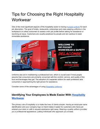 Tips for Choosing the Right Hospitality Workwear