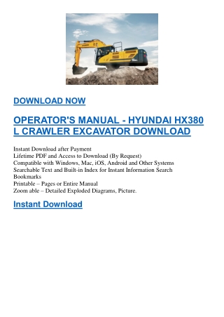 OPERATOR'S MANUAL - HYUNDAI HX380 L CRAWLER EXCAVATOR DOWNLOAD