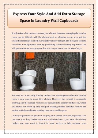 Express Your Style And Add Extra Storage Space In Laundry Wall Cupboards