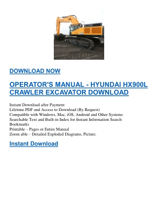 OPERATOR'S MANUAL - HYUNDAI HX900L CRAWLER EXCAVATOR DOWNLOAD