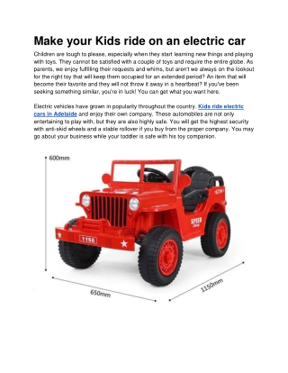 Make your Kids ride on an electric car