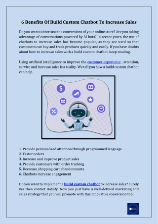6 Benefits Of Build Custom Chatbot To Increase Sales