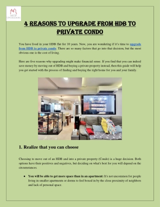 4 Reasons to Upgrade from HDB to Private Condo