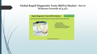 Rapid Diagnostic Tests (RDTs) Market To Grow Significantly From 2021 To 2026