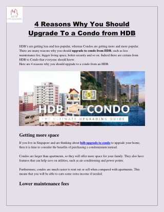 4 Reasons Why You Should Upgrade To a Condo from HDB