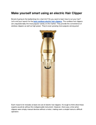 Make yourself smart using an electric Hair Clipper