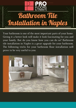 Bathroom Tile Installation In Naples  Profloors & Cabinets