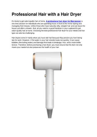 Professional Hair with a Hair Dryer