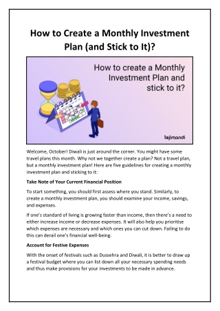 How to Create a Monthly Investment Plan (and Stick to It)