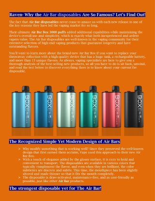 Why the Air Bar disposables Are So Famous.docx