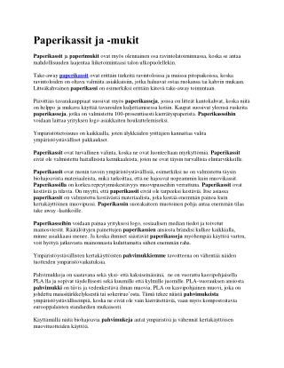 Paperikassit ja -mukit