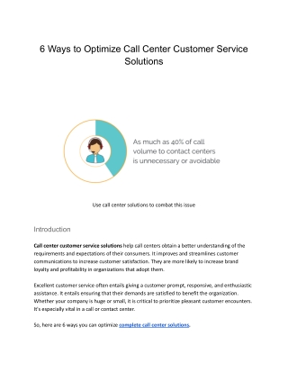 9 Ways to Optimize Call Center Customer Service Solutions