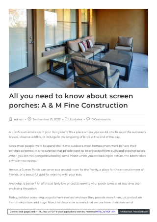 Best screen porch designer near me | Amfine Construction
