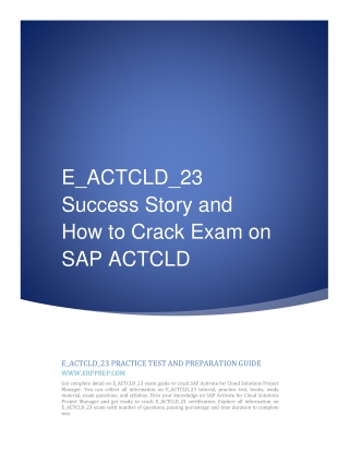 E_ACTCLD_23 Success Story and How to Crack Exam on SAP ACTCLD