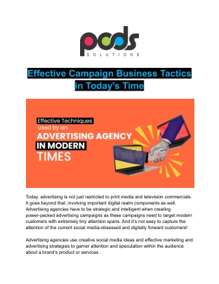 Effective Campaign Business Tactics in Today's Time
