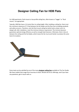 Designer Ceiling Fan for HDB Flats