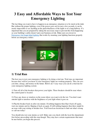 3 Easy and Affordable Ways to Test Your Emergency Lighting