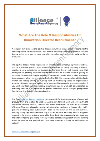 innovation director recruitment