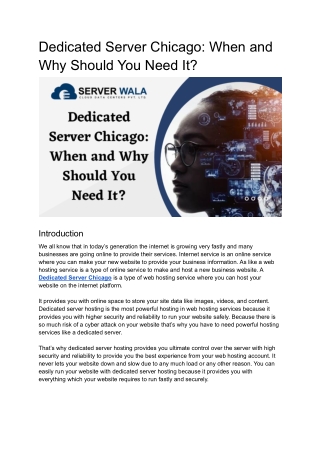 Dedicated Server Chicago_ When and Why Should You Need It_