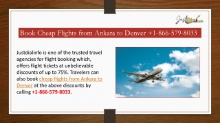 Book Cheap Flights from Ankara to Denver  1-866-579-8033