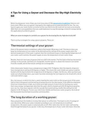 4 Tips for Using a Geyser and Decrease the Sky