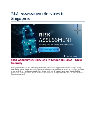Risk Assessment Services In Singapore