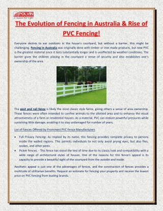 The Evolution of Fencing in Australia & Rise of PVC Fencing!
