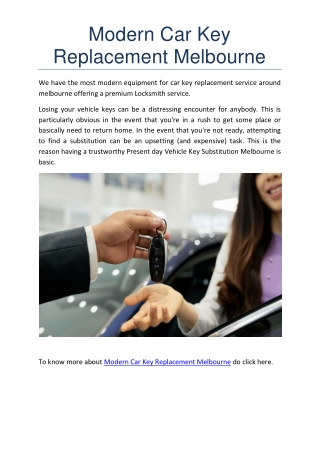 Modern Car Key Replacement Melbourne