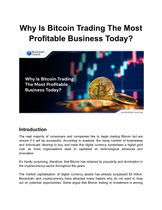 Why is Bitcoin Trading the Most Profitable Business Today ?