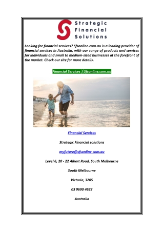 Financial Services  Sfsonline.com.au
