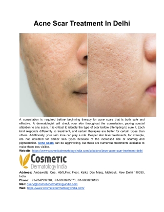 Acne Scar Treatment In Delhi