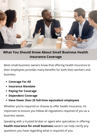 What You Should Know About Small Business Health Insurance Coverage
