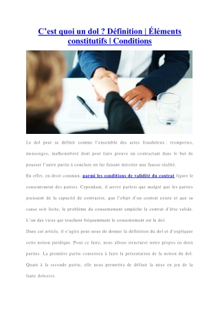 Dol : quelle est sa définition légale ?