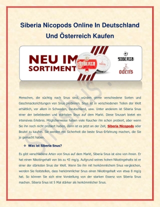 Siberia Nicopods Online In Deutschland Und Österreich Kaufen