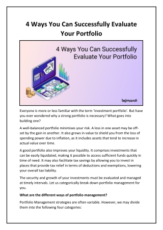 4 Ways You Can Successfully Evaluate Your Portfolio