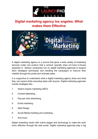 Digital marketing agency los angeles: What makes them Effective