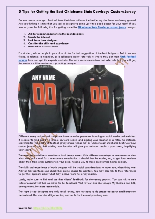 5 Tips for Getting the Best Oklahoma State Cowboys Custom Jersey