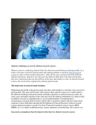 Challenges Faced in the Present Situation According to Clinical Research Courses new pdf