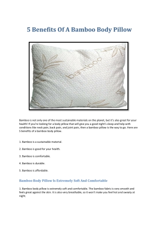 5 Benefits Of A Bamboo Body Pillow