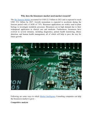 Why does the biosensors market need market research.