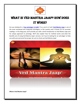 What is Ved Mantra Jaap? How Does it Work?