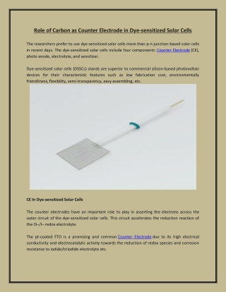 Role of Carbon as Counter Electrode in Dye-sensitized Solar Cells
